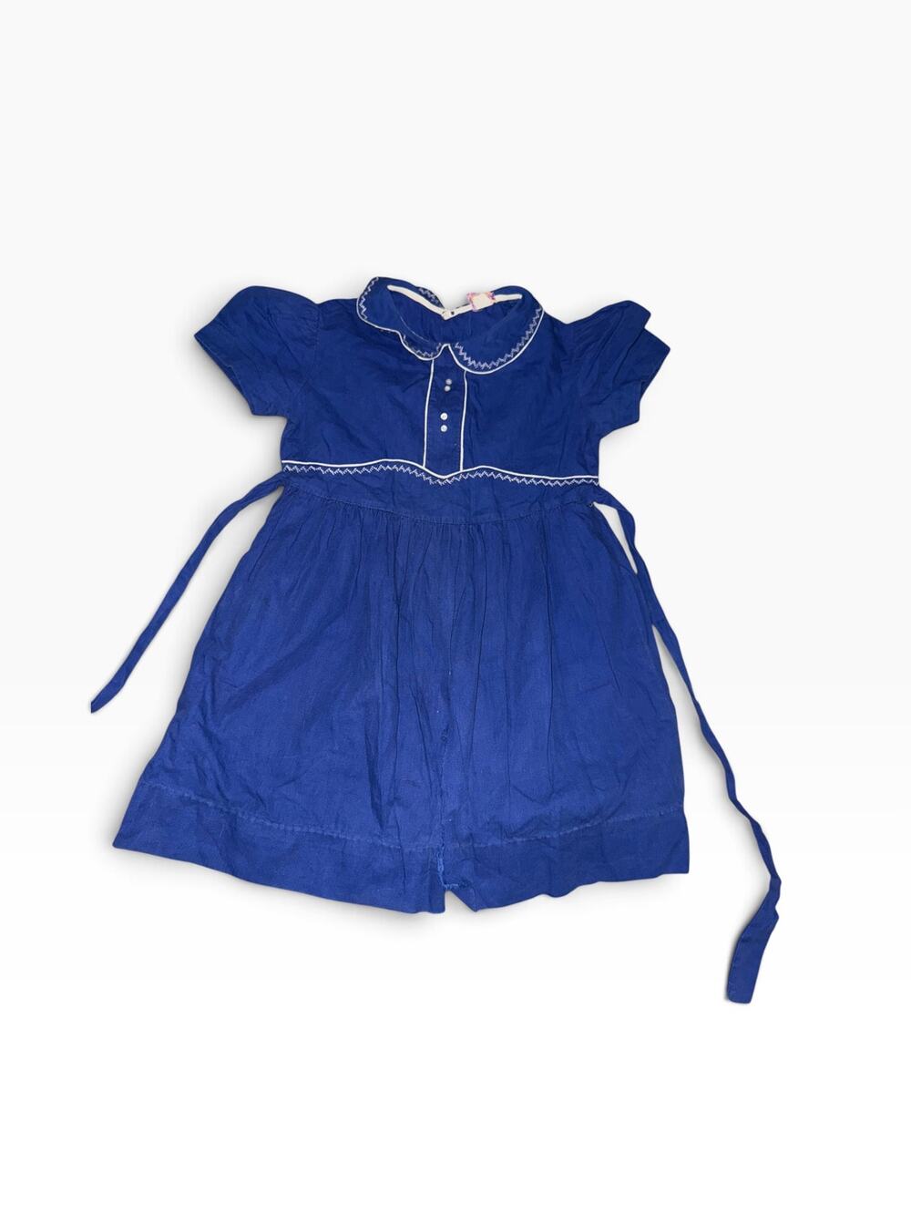 Vintage 1940s 50s Burdee Frocks Girls Blue Dress Peter Pan Collar AS IS